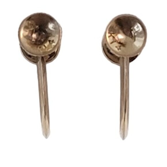 14K Yellow Gold Genuine Pearl Screw Back Earrings E921 - Picture 6 of 11